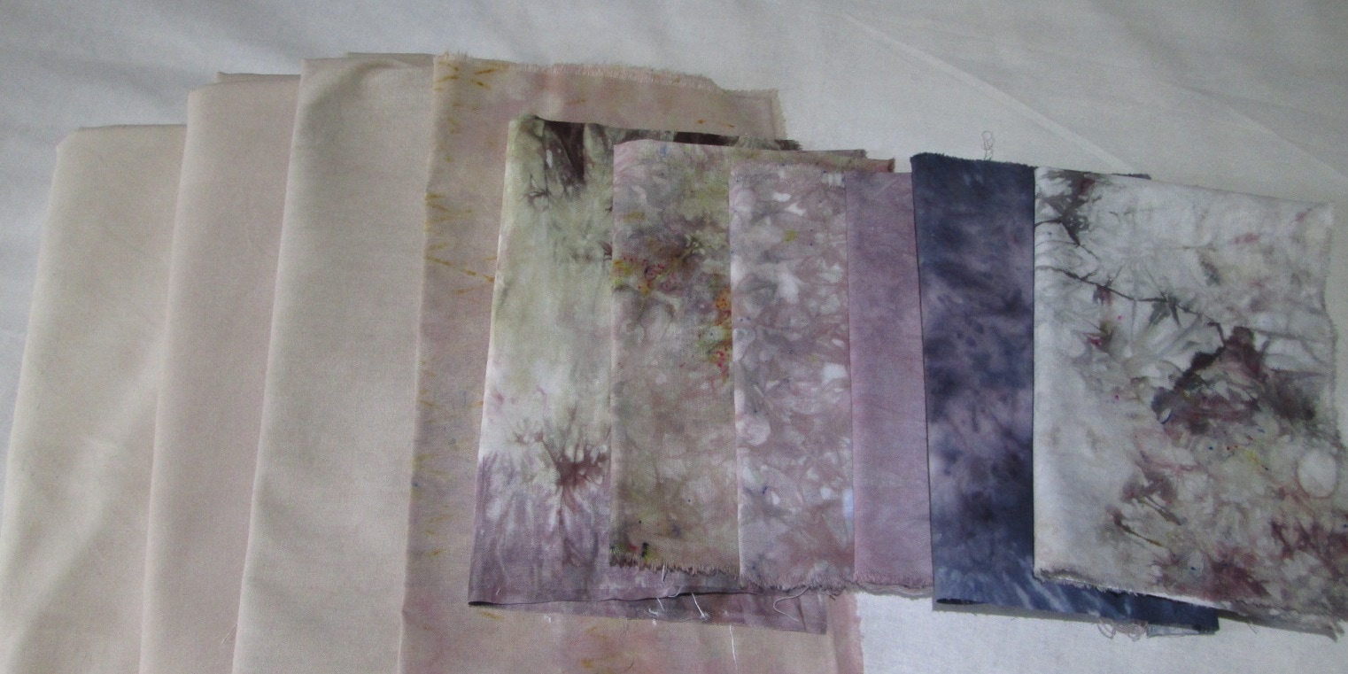 Hand dyed fabrics by Claire Passmore Hibiscus flower, avocado and procion mx dyes