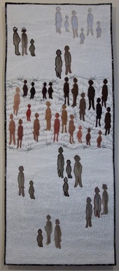 'Forced Removal' an art quilt by Claire Passmore which examines the displacement of people in South Africa under apartheid