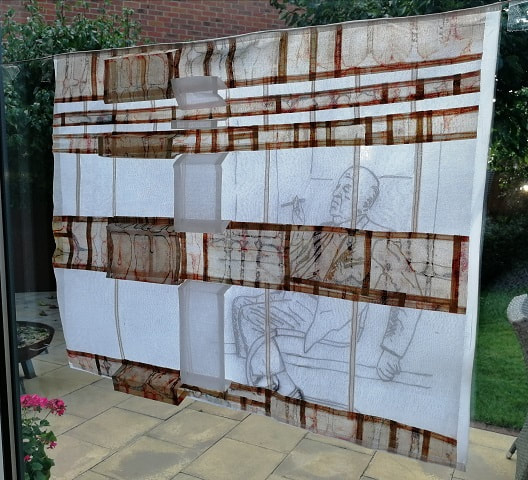 Claire Passmore 2020 Pojagi-style art quilt inspired by Mies van der Rohe
